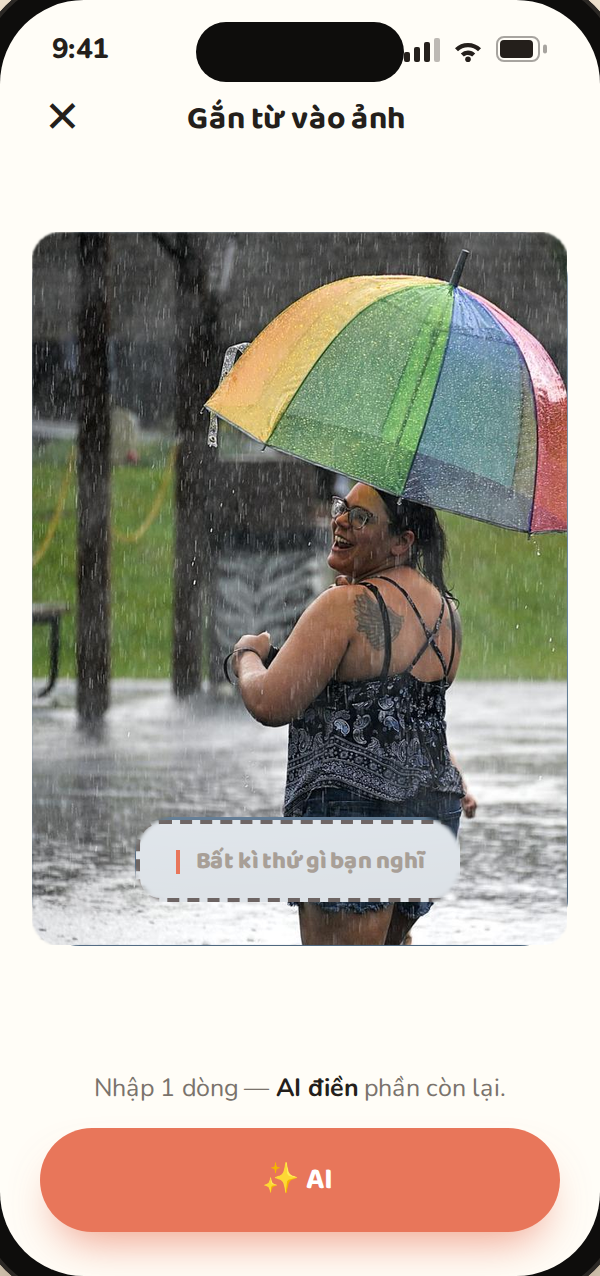 KAPTU app — AI naming a photo of an umbrella
